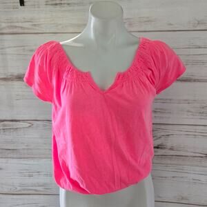 Gap Outlet Bright Pink Heathered Peasant Top sz XS